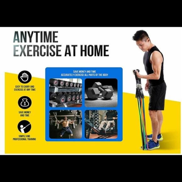 Resistance Bands Set (17pcs) Fitness Bands Exercise Bands with Door Anchor New - Picture 5 of 7